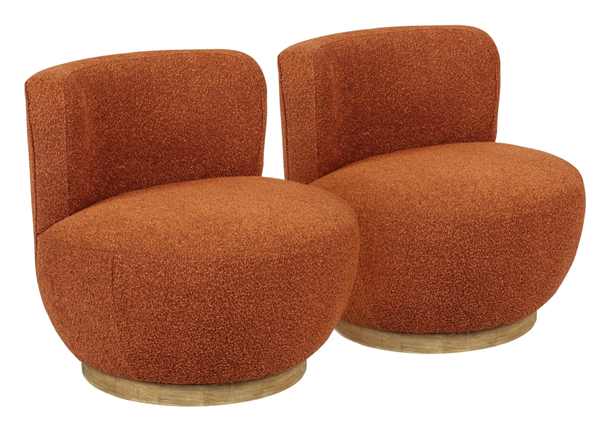 MandyRustSet2 Occasional Swivel Chair Set - Rust Boucle - 2 Piece