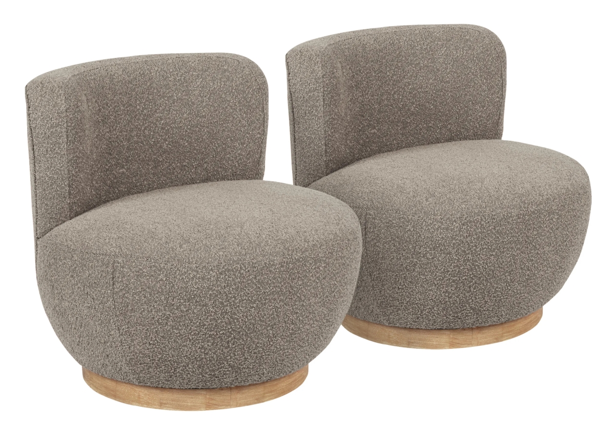 MandySilverSet2 Occasional Swivel Chair Set - Silver Boucle - 2 Piece