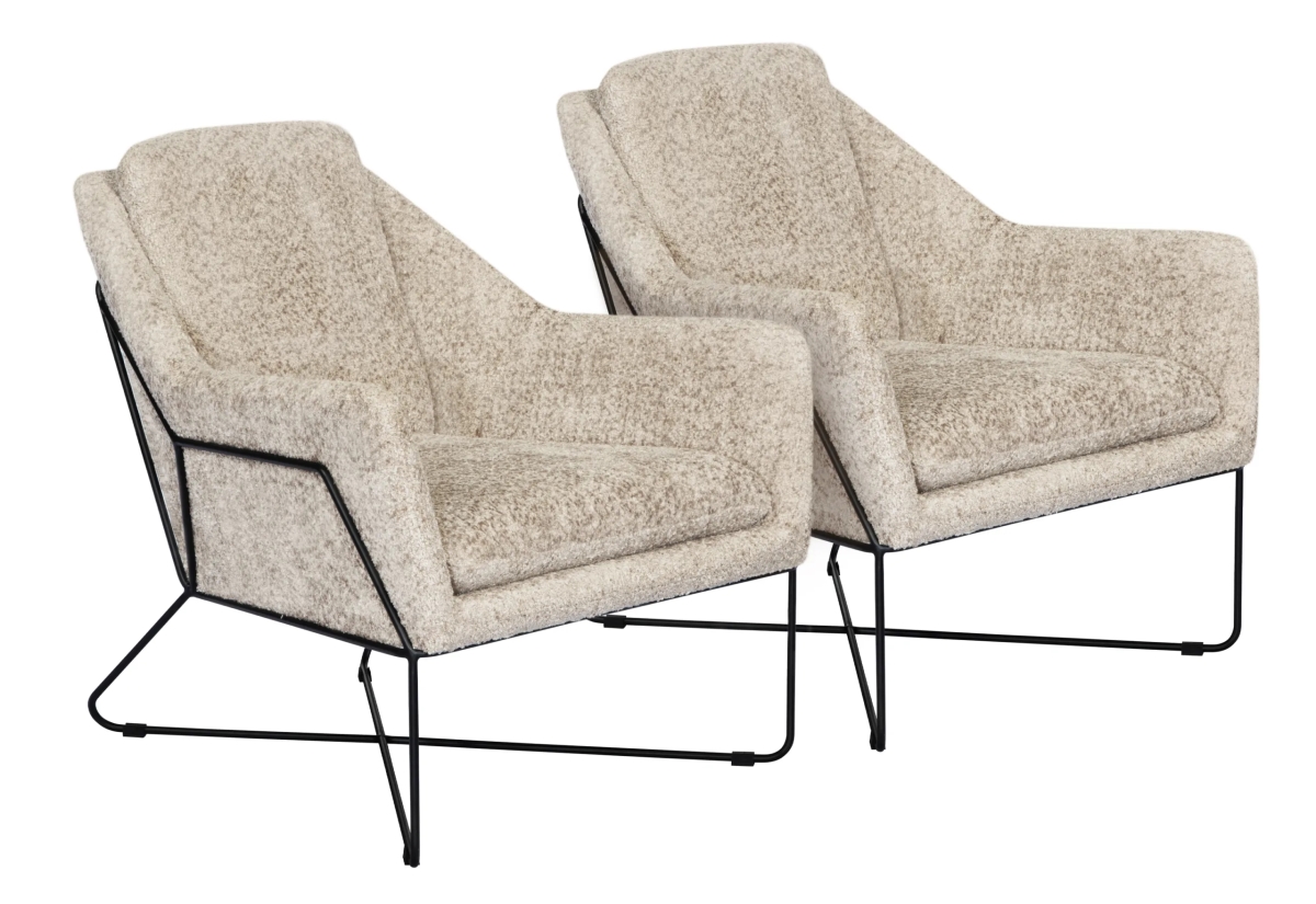 EdithBeigeSet2 Lounge Chair Set - Beige Boucle - 2 Piece