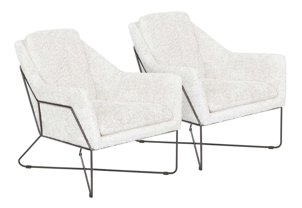 EdithIvorySet2 Lounge Chair Set - Ivory Boucle - 2 Piece