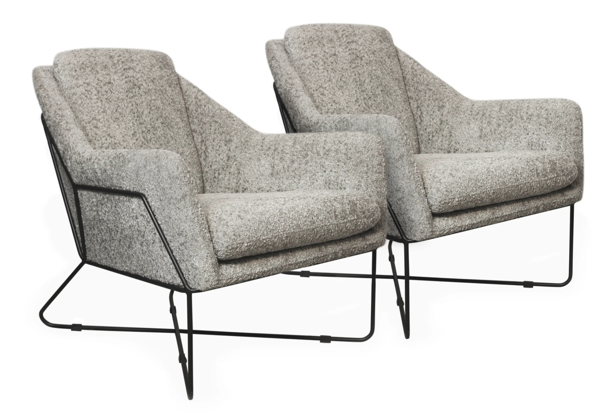 EdithSilverSet2 Lounge Chair Set - Silver Boucle - 2 Piece