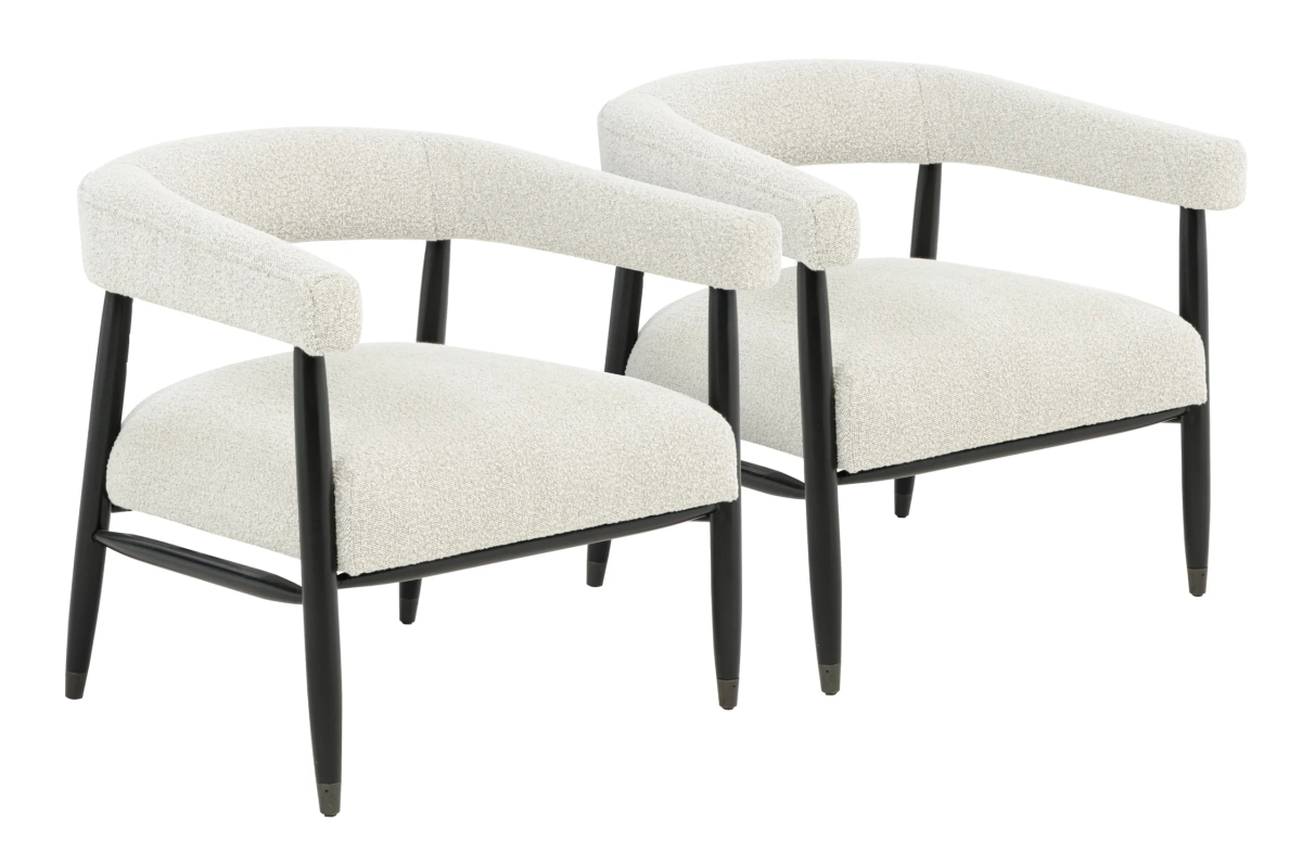 QuinceyIvorySet2 Arm Chair Set - Ivory Boucle - 2 Piece