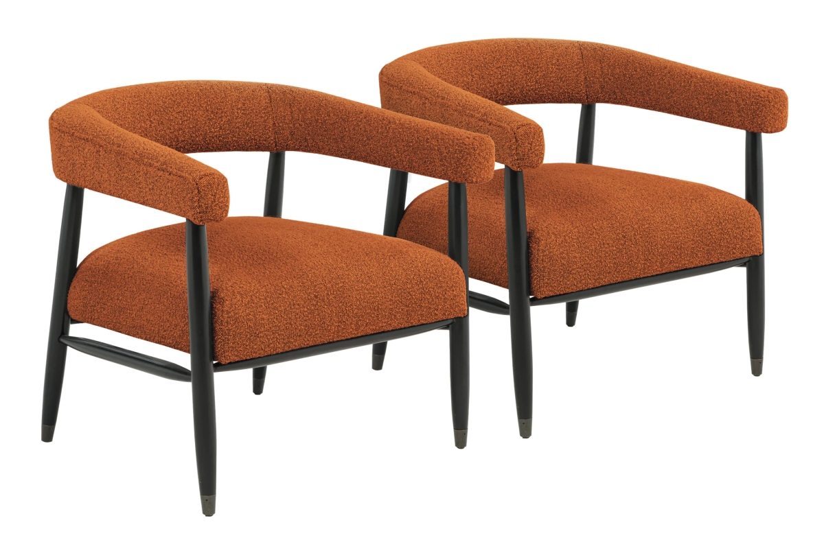 QuinceyRustSet2 Arm Chair Set - Rust Boucle - 2 Piece