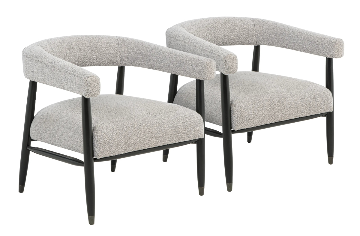 QuinceySilverSet2 Arm Chair Set - Silver Boucle - 2 Piece