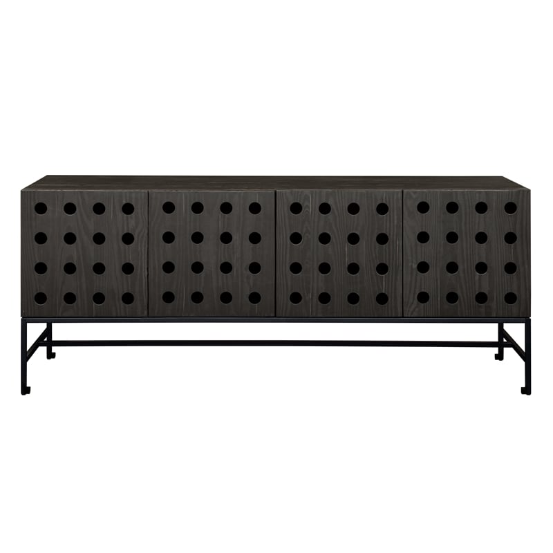 69009022 Becca 4-Door Sideboard in Antique Black Finish on Solid Pine Wood