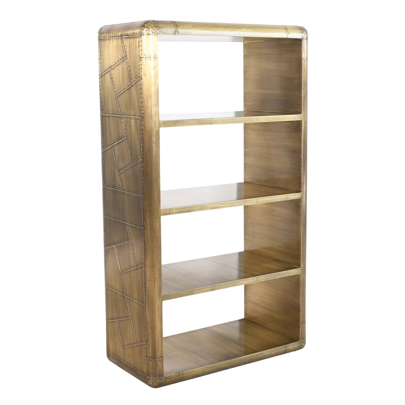 57008003 Pilot 4-Shelf Book Case in Brass