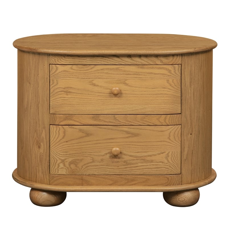 69014008 Astrid 2 - Drawer Nightstand In Solid Oak Wood