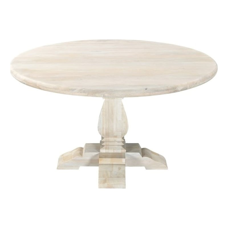 78102009 Benedict 55 in. Round Dining Table - White Wash