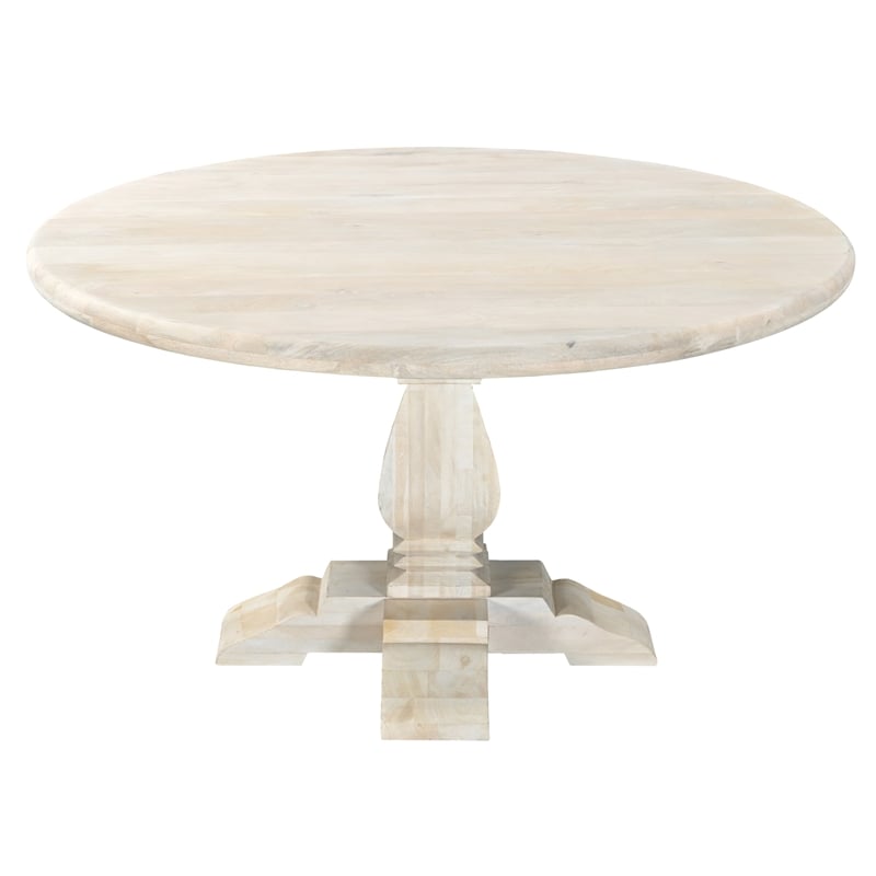 78102010 Benedict 60 in. Round Dining Table - White Wash