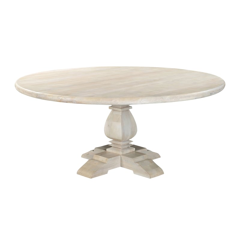 78102011 Benedict 71 in. Round Dining Table - White Wash