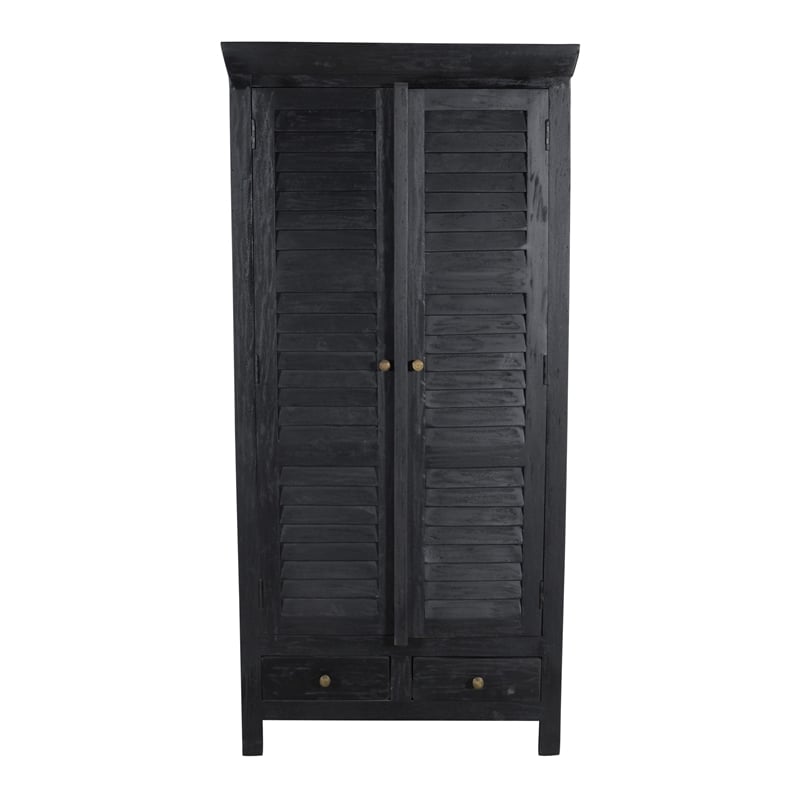 99101004 Jenna Louvered Doors Armoire In Charcoal Finish