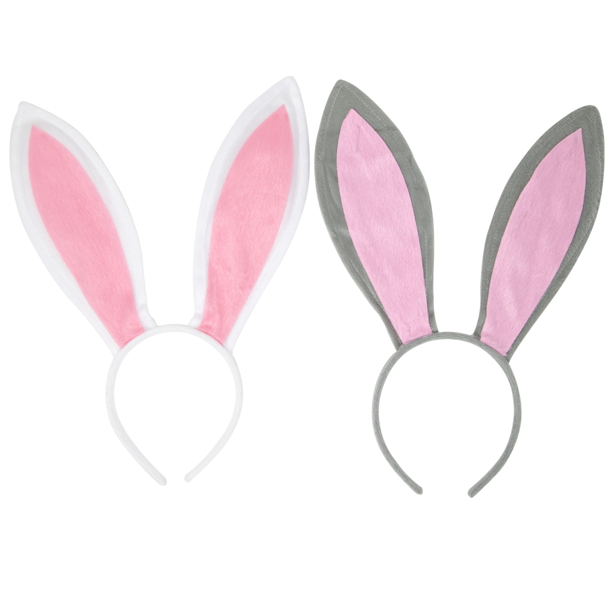 Picture of Funcredible G_W_HB Funcredible Easter Bunny Ears Headband - Velvet Rabbit Ears - Bunny Cosplay Costume Accessories - 2 Pack Bendable Bunny Ears (White and Gray)