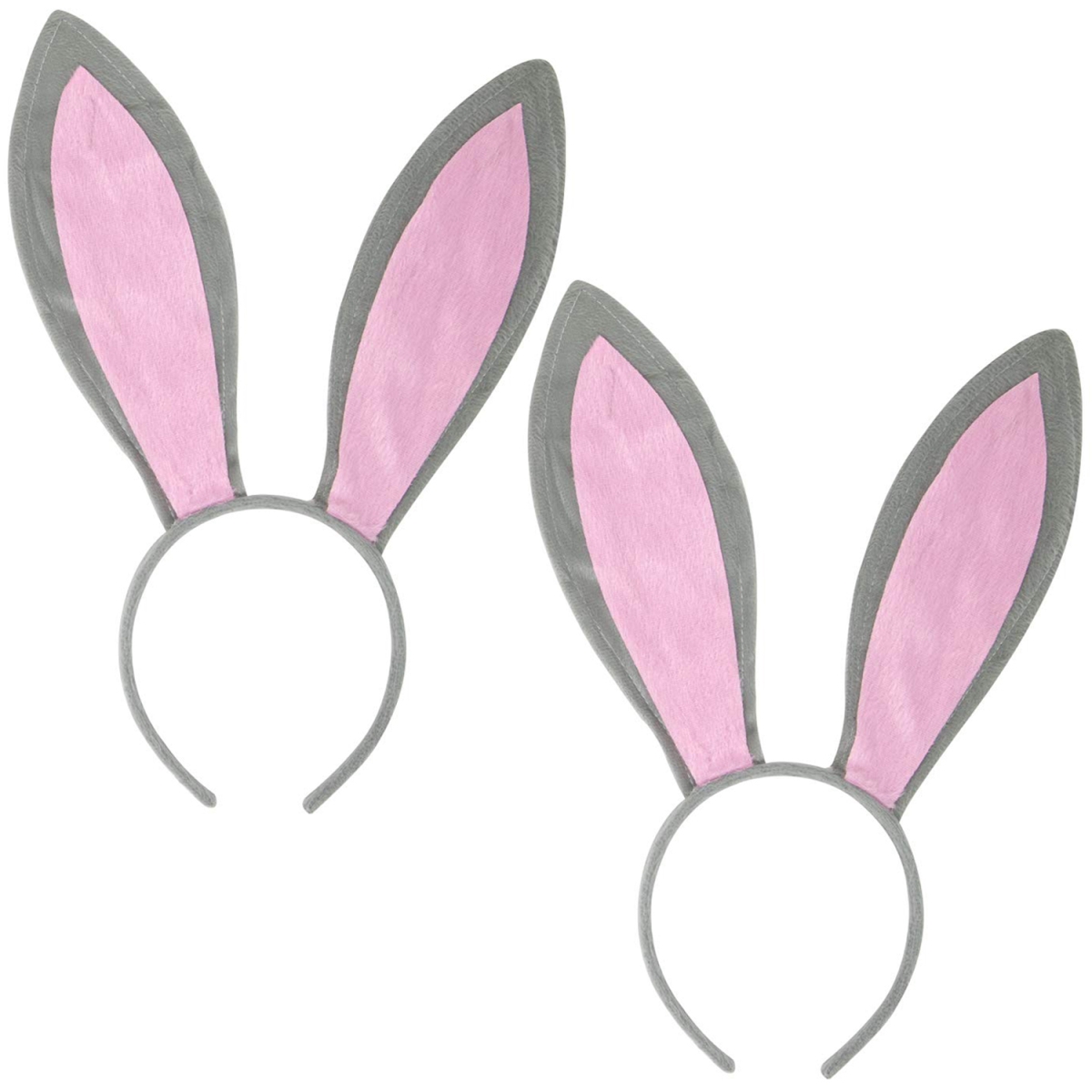 Picture of Funcredible Bunny_HH_G_G Funcredible Easter Gray Bunny Ears Headband - Velvet Rabbit Ears - Bunny Cosplay Costume Accessories - 2 Pack Bendable Bunny Ears for Kids and Adult