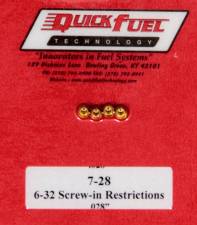 0.28 in. 6-32 Thread Carburetor Emulsion Jet Blank Brass Quick Fuel Carburetors - Set of 4