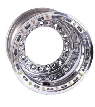 WEL558-5024M 15 x 10 in. Wide 5 XL 4 in. Back Space Beadlock Polished Wheels