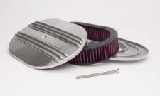 12 x 2 in. 5.12 in. Carb Flange Finned Oval Air Cleaner Assembly, Flat Base - Polished