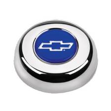Grant 5630 Blue Chevy Bowtie Logo Horn Button, Steel - Chrome