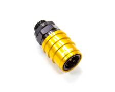 51108 Straight 8 AN Male O-Ring to Quick Release Socket Valved 5000 Series Quick Release Adapter, FKM Seal - Gold & Black