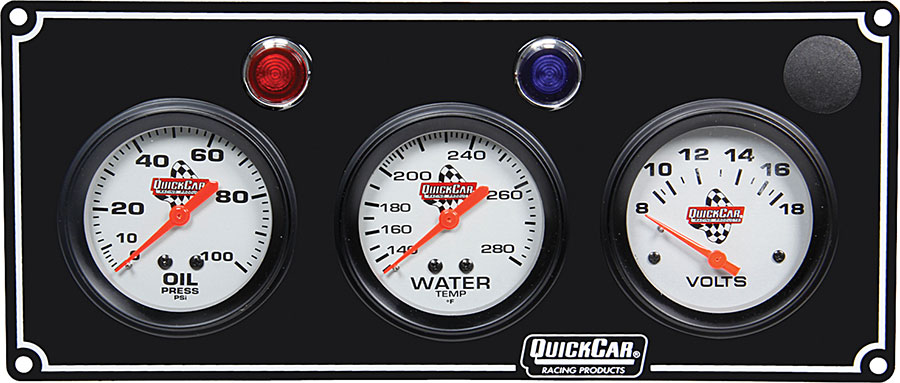 QRP61-6717 QuickCar 3 Gauge Panel OP-WT-Volt - Black