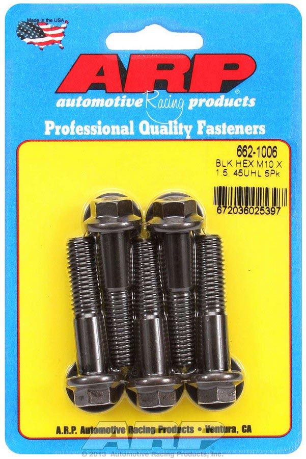 662-1006 10 mm x 1.50 Thread Bolt 45 mm Long 12 mm Hex Head Chromoly - Black Oxide