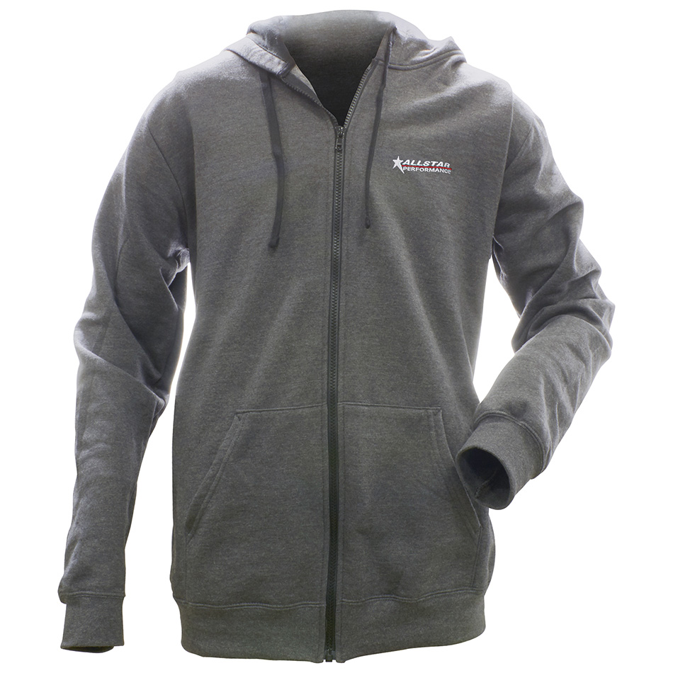 Full Zip Hooded Sweatshirt, Charcoal - Medium