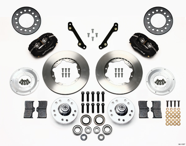 WIL140-11007 Forged Dynalite Pro Series Front Brake Kit - Black Anodized Caliper - Plain Face Rotor - 1970-1978 Camaro Firebird