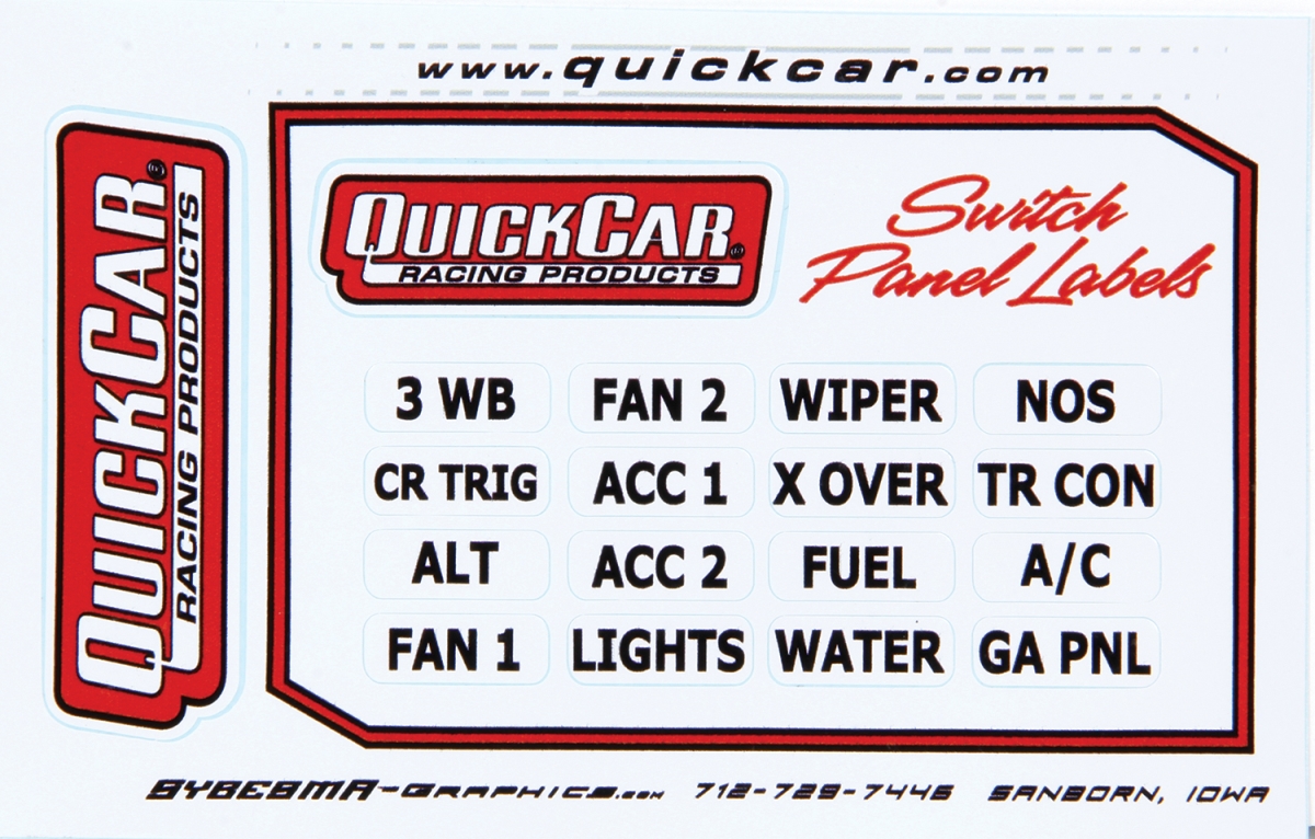 QRP50-004 Switch Panel Stickers - Small Ignition Panels