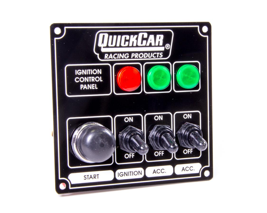 Ignition Control Panel with Two Accessory Switches - Warning Lights- Black