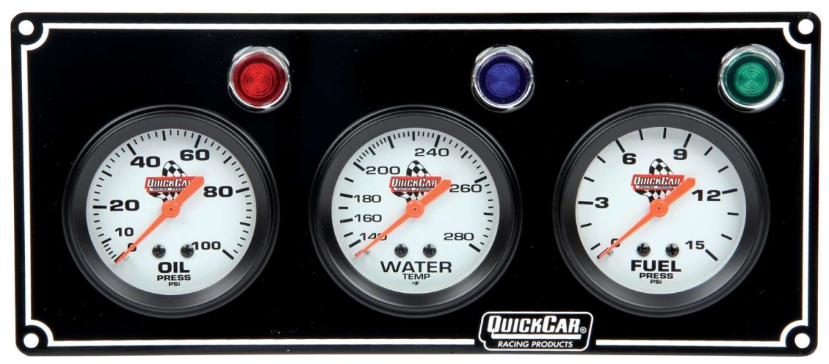 3 Gauge Panel Assembly with Warning Lights - OP-WT-FP, Black