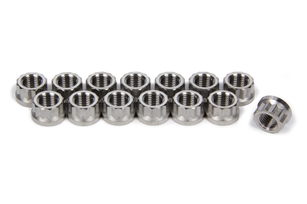 1124 12 Point Titanium Header Flange Nut Set - 14 Piece