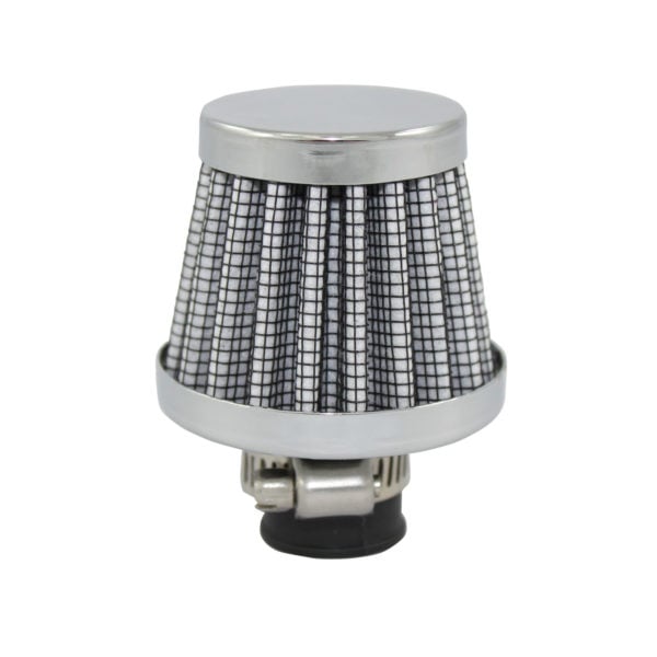 7315 0.37 in. to 0.5 in. Chrome Breather Filter Crankcase Vent - White