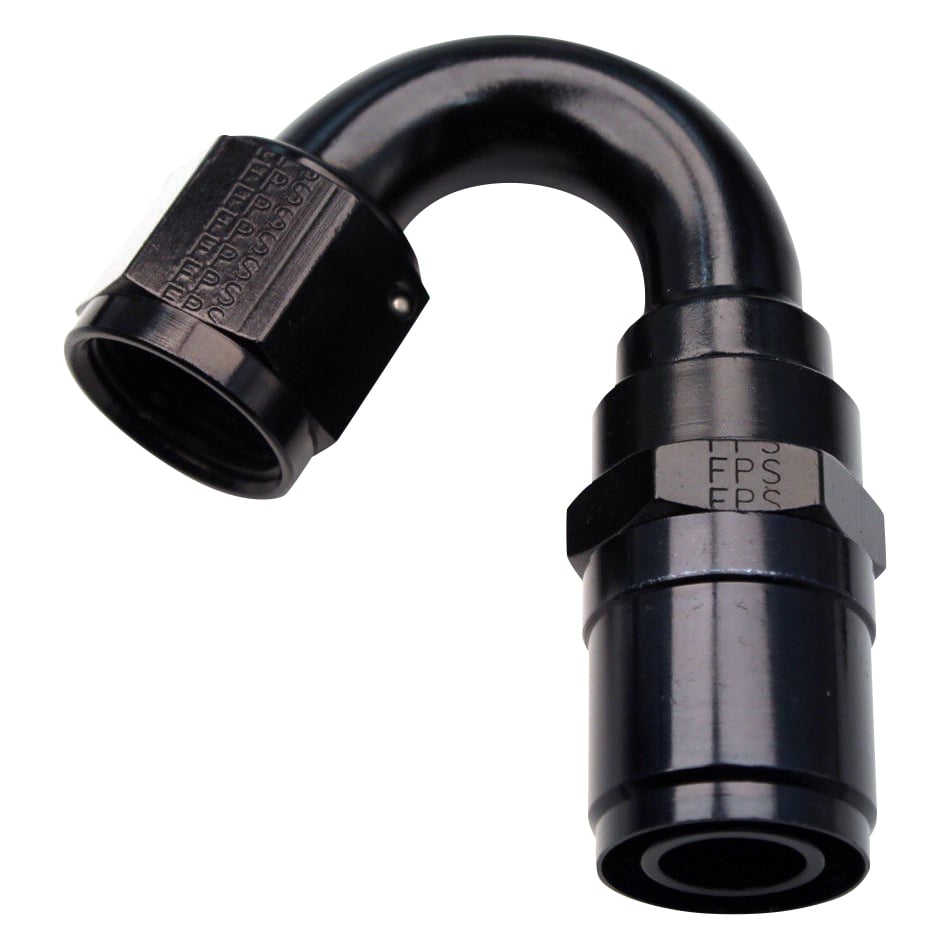 2615016 No.16 Race-Rite Crimp-On Hose End, Black Anodize - 180 deg