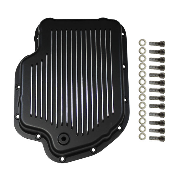 8593BK Black Transmission Pan, Finned with Gasket for GM Turbo 400