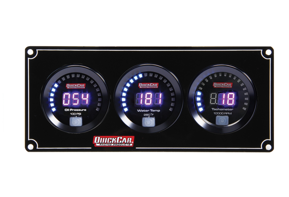 67-2031 2 - 1 Gauge Digital Panel - Oil Pressure & Water Temperature with Tachometer -  QUICKCAR RACING PRODUCTS, QRP67-2031