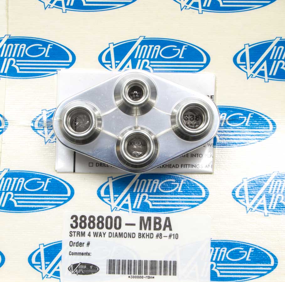 388800-MBA 4 Way Diamond Bulkhead Plate for No.8-10 Male O-Ring Heater