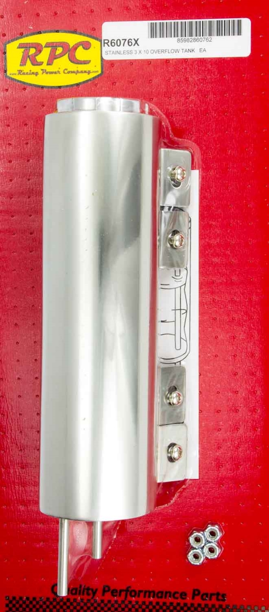 R6076 3 x 10 in. Overflow Polished Aluminum Tank