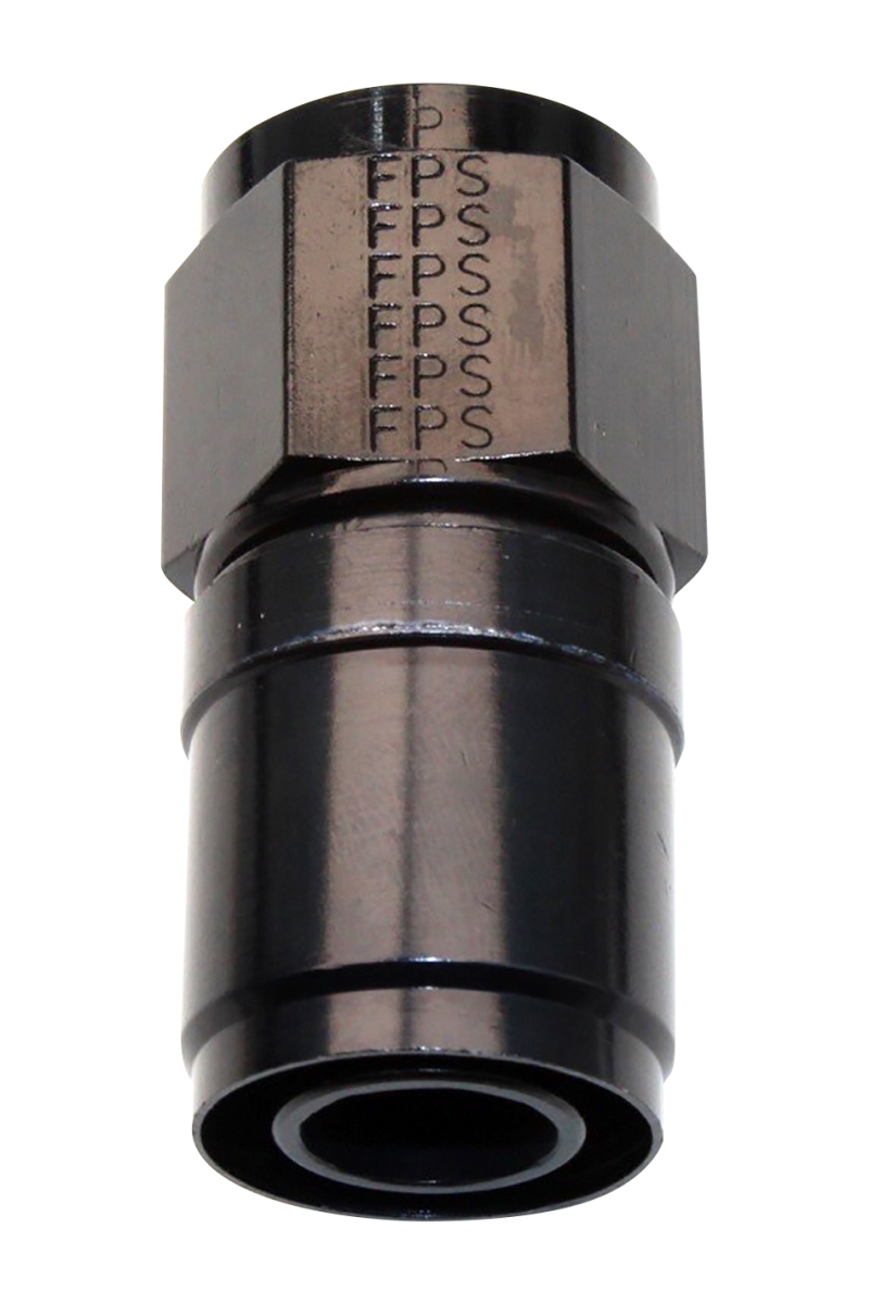 2600106 No.6 Race-Rite Crimp-On Hose End, Black Anodize - Straight