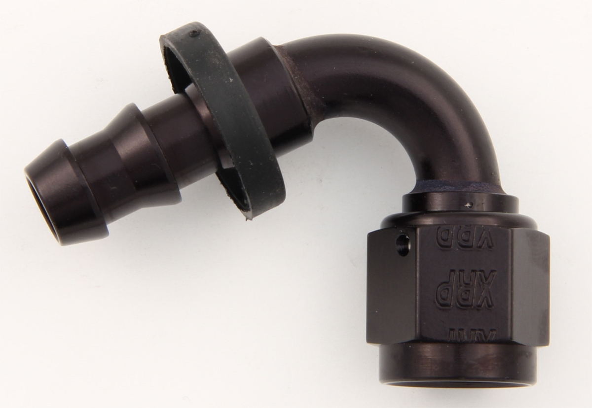 231206BB No.6 120 deg Push-On Hose End, Black Anodize