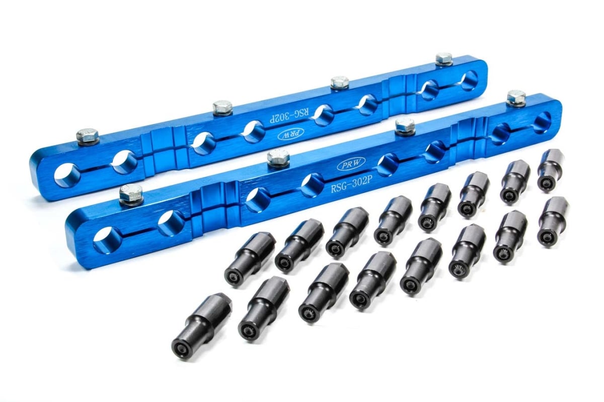 1530200 Billet Aluminum Stud Girdle Kit for Small Block Ford, Blue Anodize - 0.37-24 in. Thread Studs