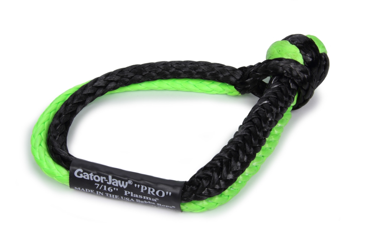 Bubba Rope 7/16 Inch Gator-Jaw PRO Synthetic Soft Shackle, Green and Black - 176745PROGB
