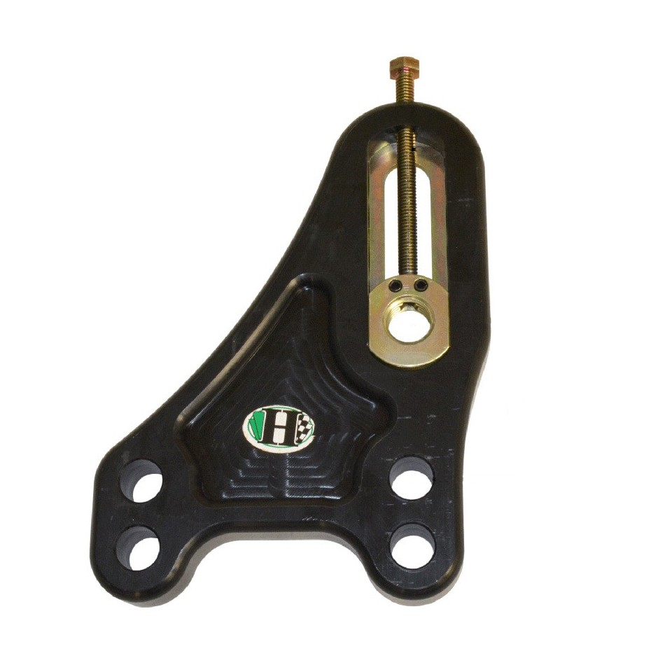 318925R Trailing Arm Adjuster Arm Bracket, Black Anodize - Aluminum