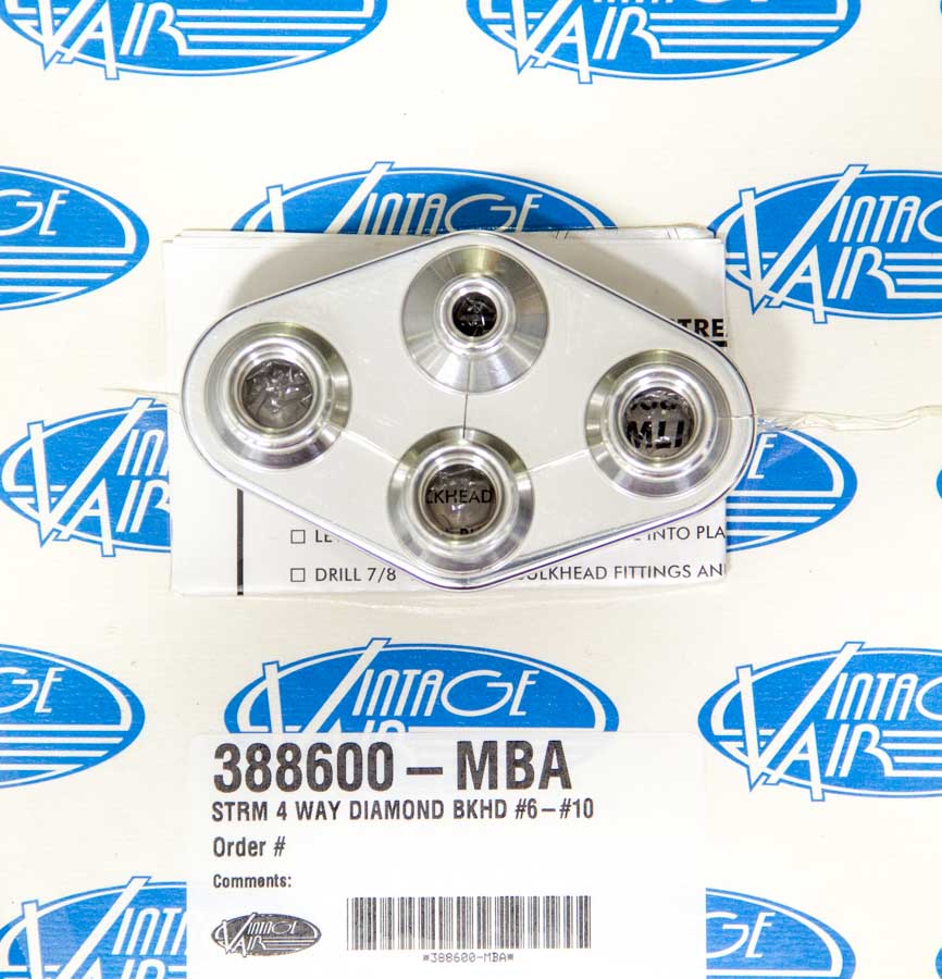 388600-MBA 4 Way Diamond Bulkhead Plate for No.6-10 Male O-Ring Heater