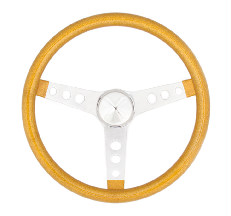 8447 13.5 in. Metal Flake Steering Wheel, Gold with Chrome Spoke