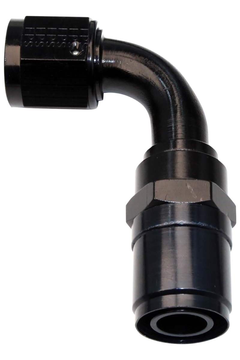 2609010 No.10 Race-Rite Crimp-On Hose End, Black Anodize - 90 deg