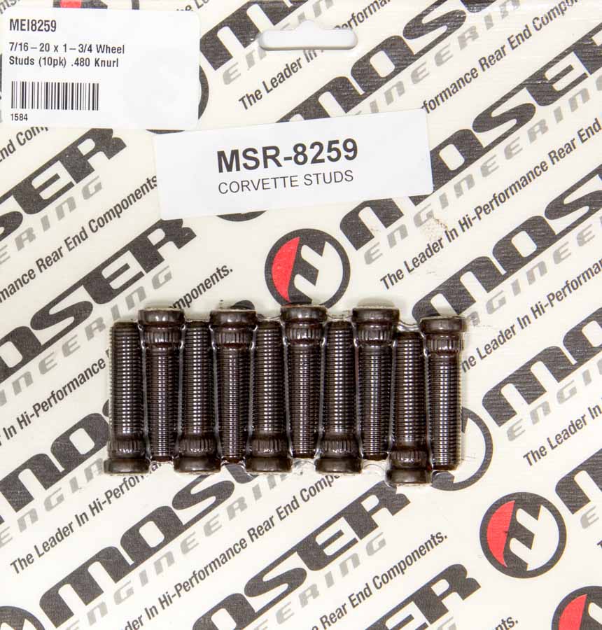 8259 0.43 in. -20 x 1.75 Thread 0.48 Knurl Wheel Studs, Pack of 10