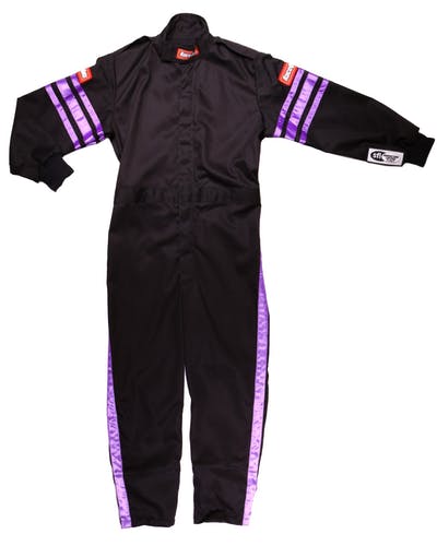1950597 Single Layer Kids Suit, Black & Purple Trim - 2XL