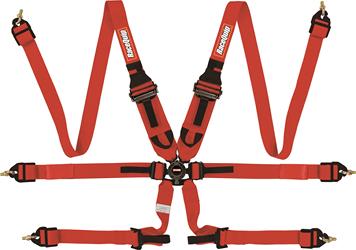 855015 HNR 6-Point Harness Camlock with Pull Down Lap Belt, Red