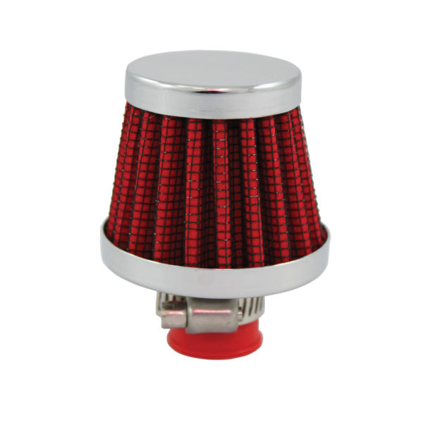 7314 0.37 in. to 0.5 in. Chrome Breather Filter Crankcase Vent - Red