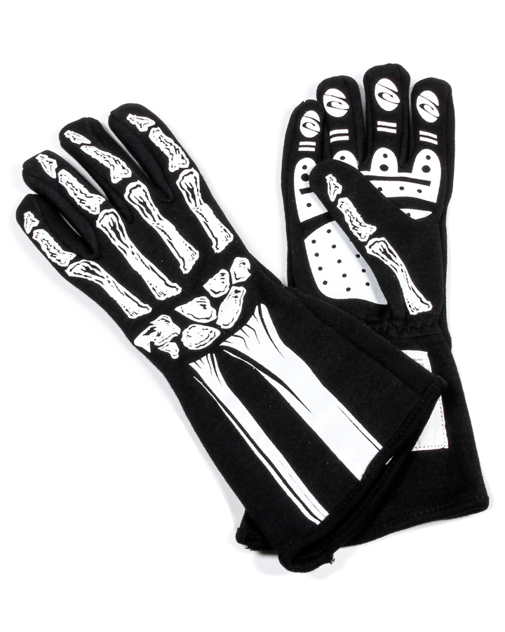 600080138 Double Layer White Skeleton Gloves, Large