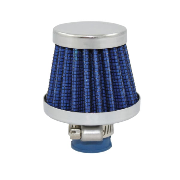 7313 0.37 in. to 0.5 in. Chrome Breather Filter Crankcase Vent - Blue